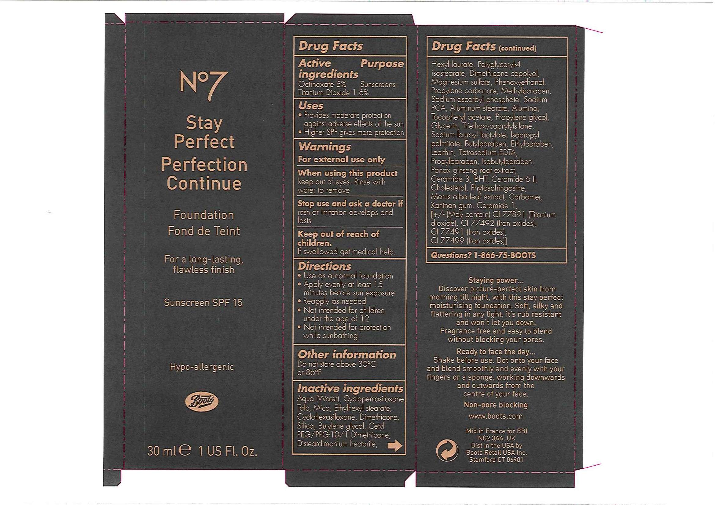 No7 Stay Perfect Foundation Sunscreen SPF 15  Buff